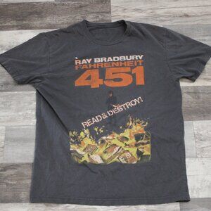 Ray Bradbury FAHRENHEIT 451 Read & Destroy Utopian Novel TShirt size youth Lrg